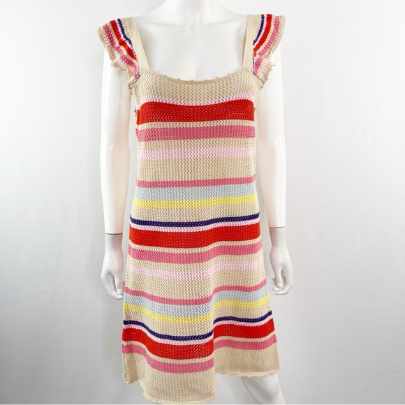 Rails Dress JUNE Tan Multi Stripe Mini Knit Sleeveless Size S - Picture 3 of 15